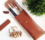 tan leather pencil case